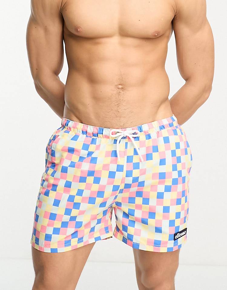 ellesse Yves swim shorts in multi colored square print